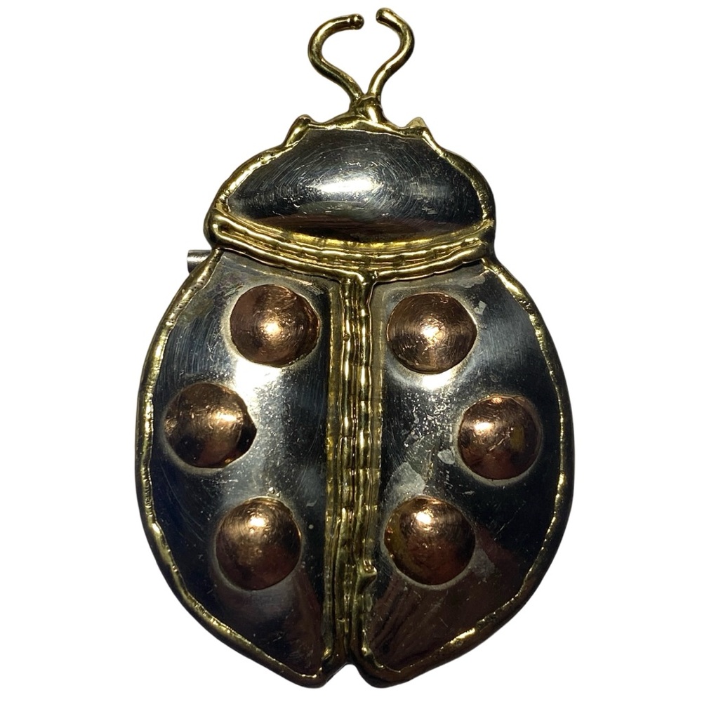 SJ Copper Silver Golden Tone Large BEETLE Brooch Pin Pendant Bold Statement